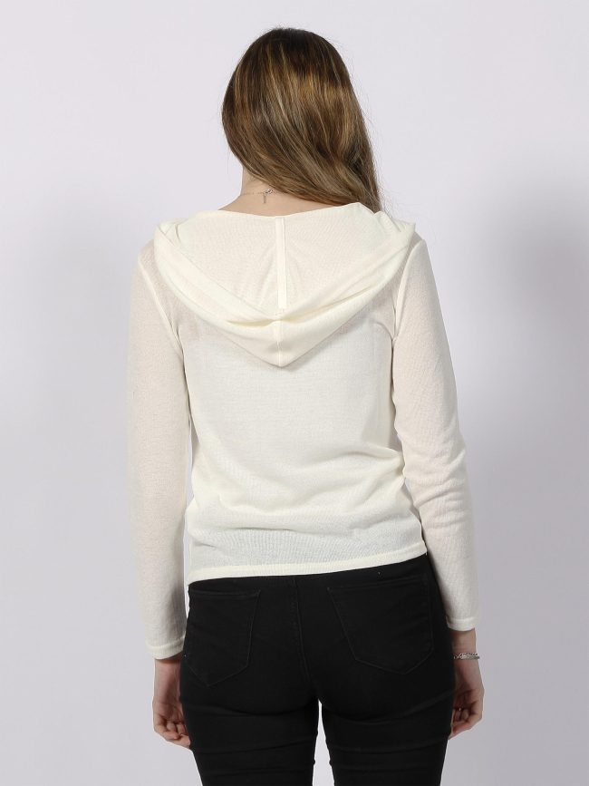 Pull fin à capuche deliboz écru femme - Deeluxe