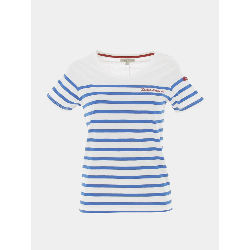 T-shirt marinière brodé bleu blanc femme - Little Marcel