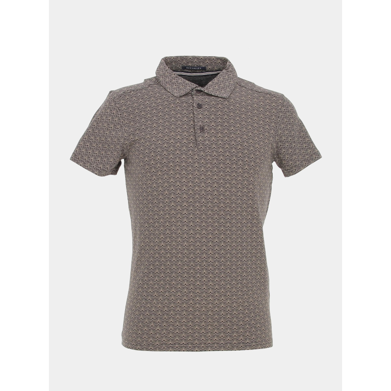 Polo stretch bona caviar beige/noir homme - Sun Valley