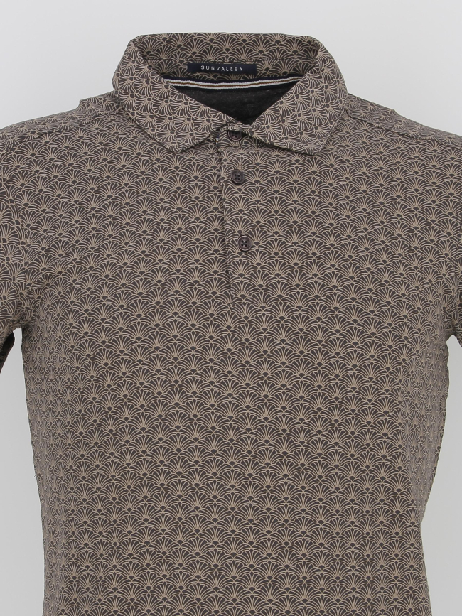 Polo stretch bona caviar beige/noir homme - Sun Valley