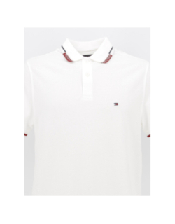 T-shirt col logo regular blanc homme - Tommy Hilfiger