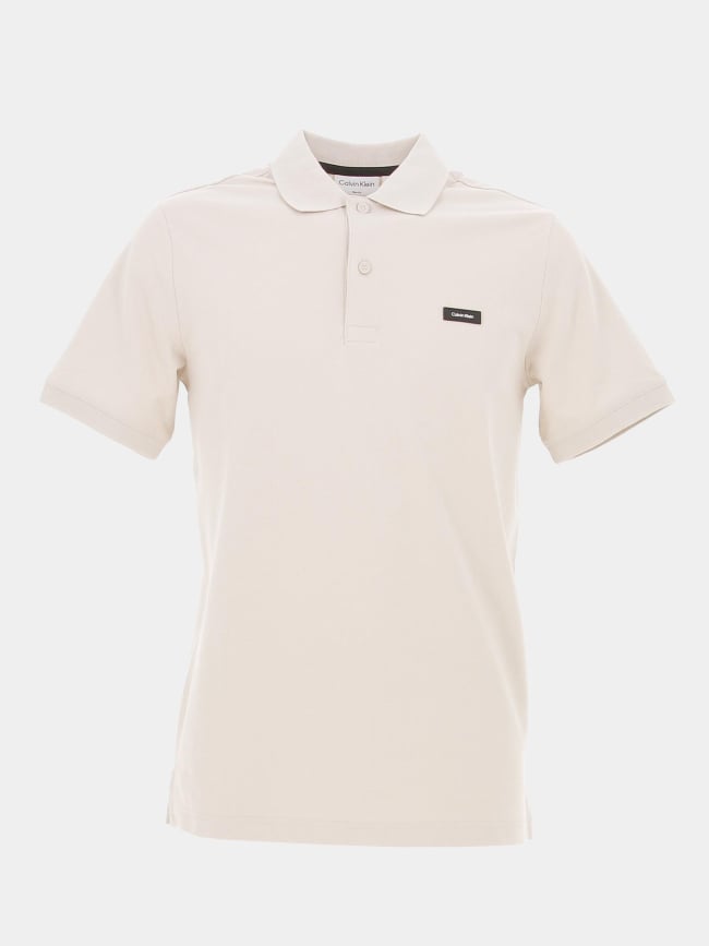 Polo stretch pique slim beige homme - Calvin Klein