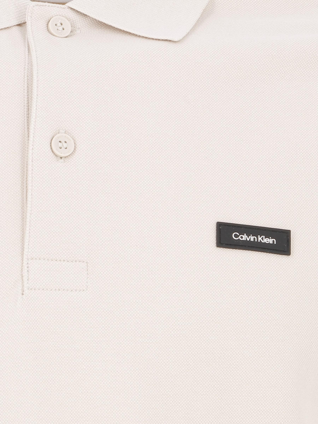 Polo stretch pique slim beige homme - Calvin Klein