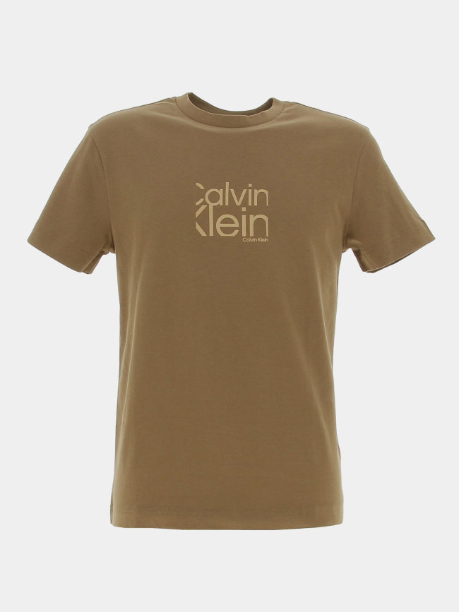 T-shirt matte front logo kaki homme - Calvin Klein