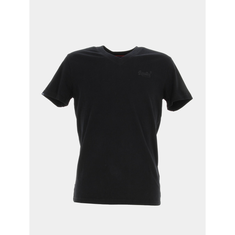 T-shirt col v vintage logo noir homme - Superdry