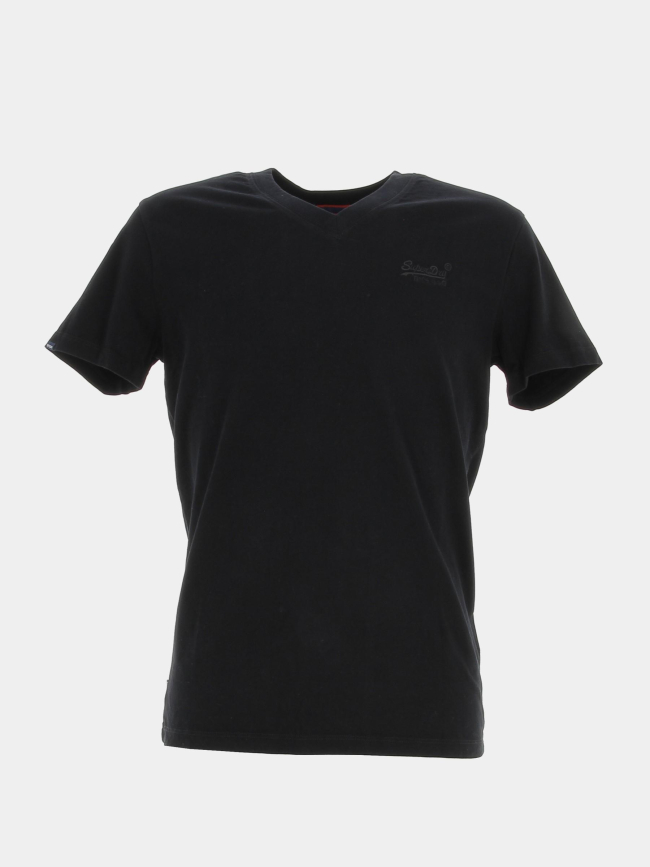 T-shirt col v vintage logo noir homme - Superdry