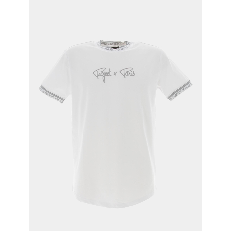 T-shirt basic col logo blanc homme - Project X Paris
