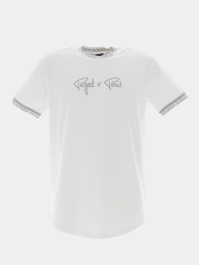 T-shirt basic col logo blanc homme - Project X Paris