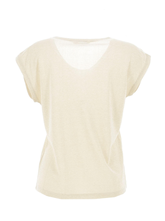 T-shirt à paillettes silvery beige doré femme - Only