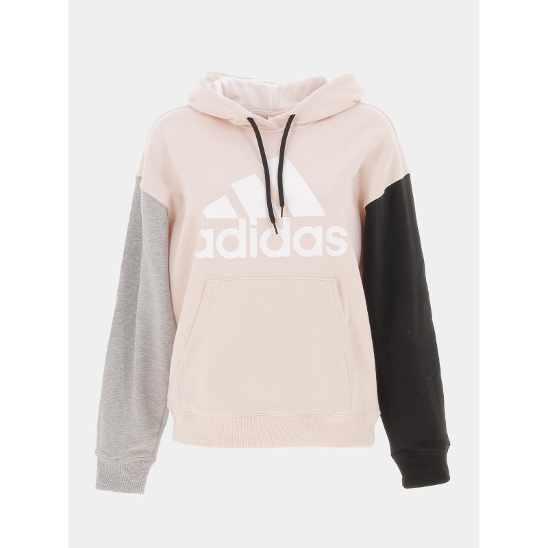 Sweat à capuche big logo tricolore rose femme - Adidas