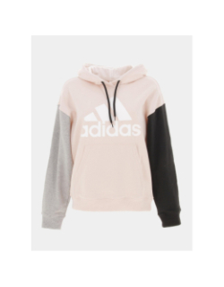 Sweat à capuche big logo tricolore rose femme - Adidas