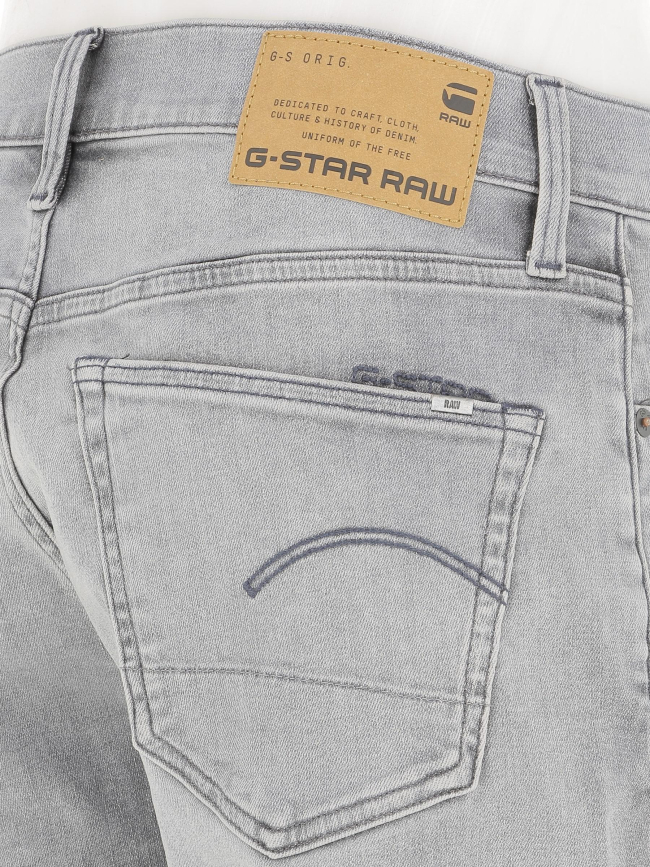 Short en jean 3301 slim gris homme - G Star