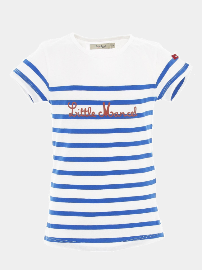 T-shirt marinière brodé bleu/blanc enfant - Little Marcel