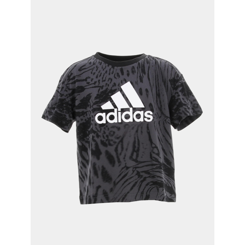 T-shirt sport crop gris anthracite fille - Adidas