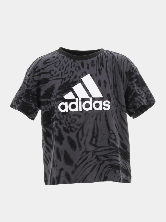 T-shirt sport crop gris anthracite fille - Adidas