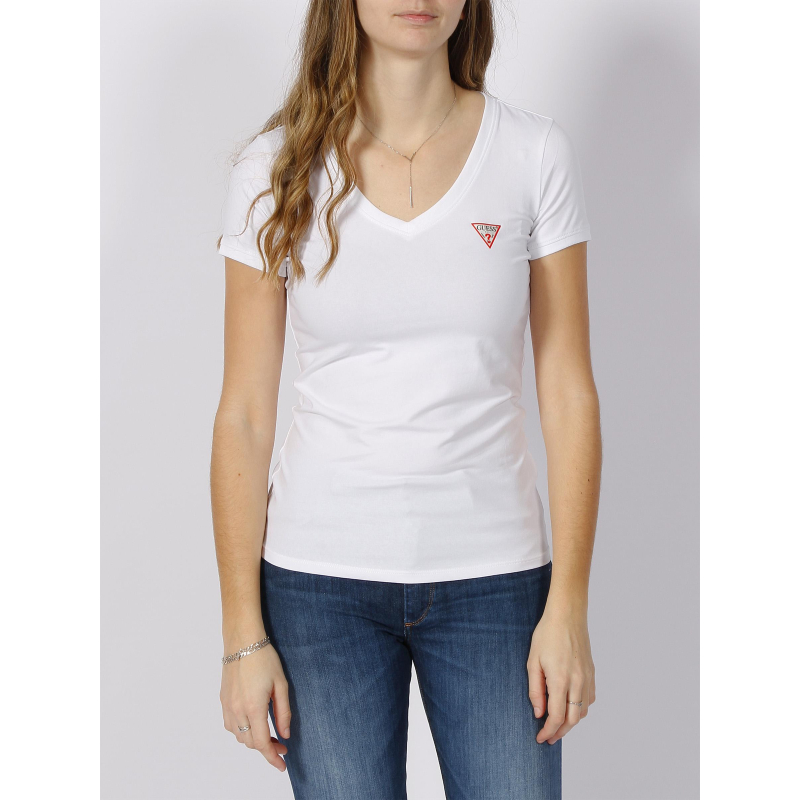 T-shirt mini triangle blanc femme - Guess