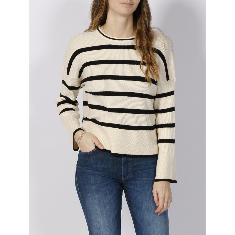 Pull rayé libi blanc noir femme - Only