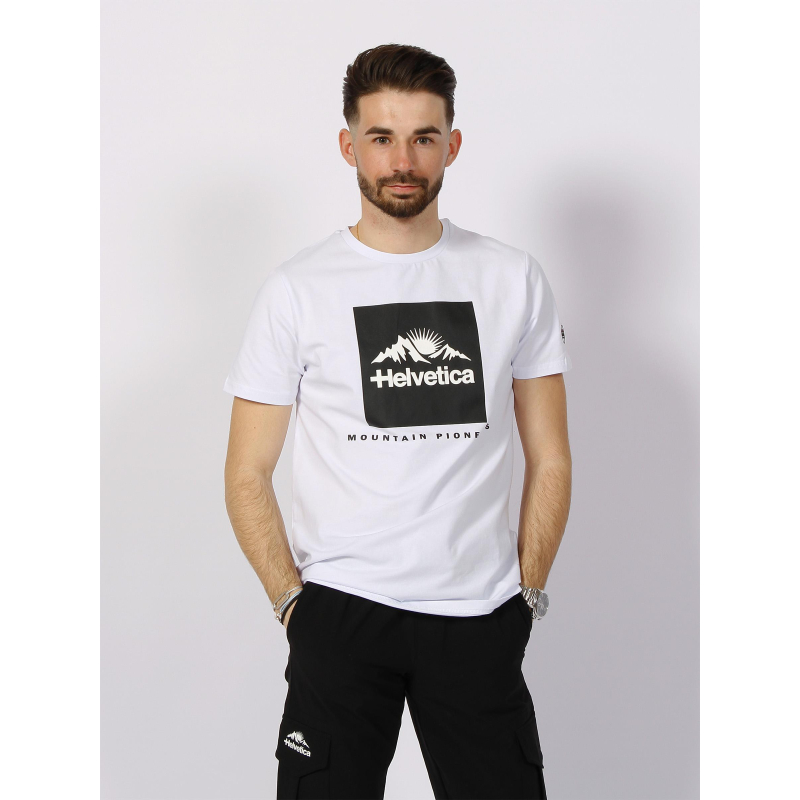 T-shirt azul blanc homme - Helvetica