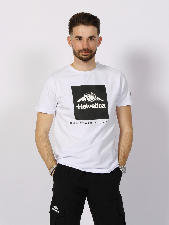 T-shirt azul blanc homme - Helvetica