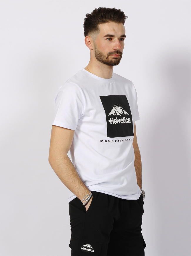 T-shirt azul blanc homme - Helvetica