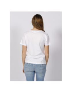 T-shirt smooth col v blanc femme - Calvin Klein