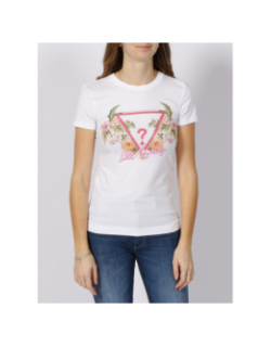 T-shirt triangle flowers blanc femme - Guess