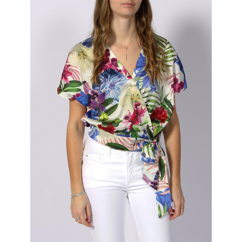 T-shirt à noeud floral alva multicolore femme - Guess