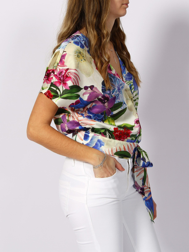 T-shirt à noeud floral alva multicolore femme - Guess