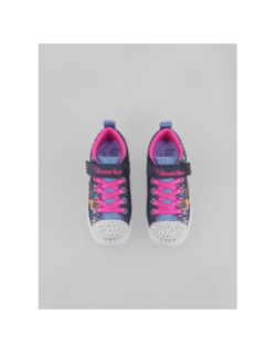 Baskets à scratch twinkle licorne strass bleu marine fille - Skechers
