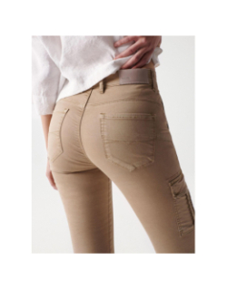 Pantalon cargo glamour crop beige femme - Salsa
