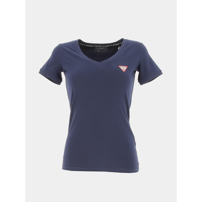 T-shirt mini triangle bleu marine femme - Guess
