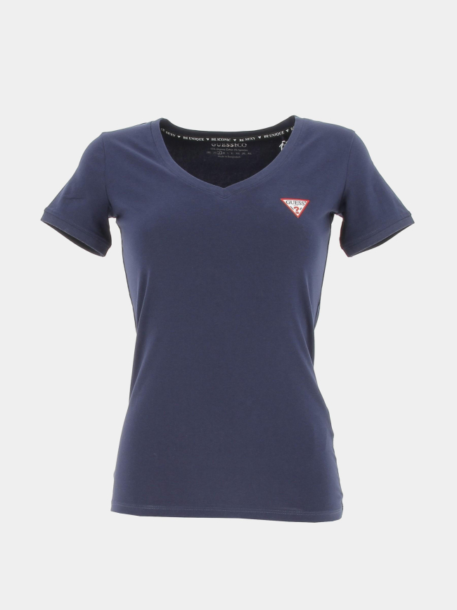 T-shirt mini triangle bleu marine femme - Guess