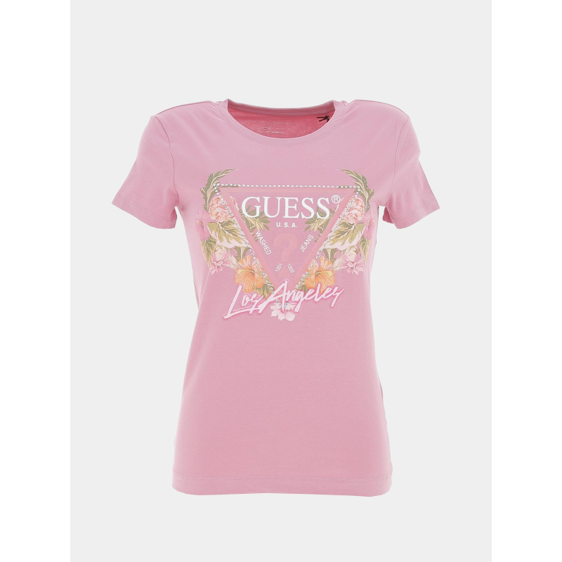 T-shirt triangle flowers rose femme - Guess