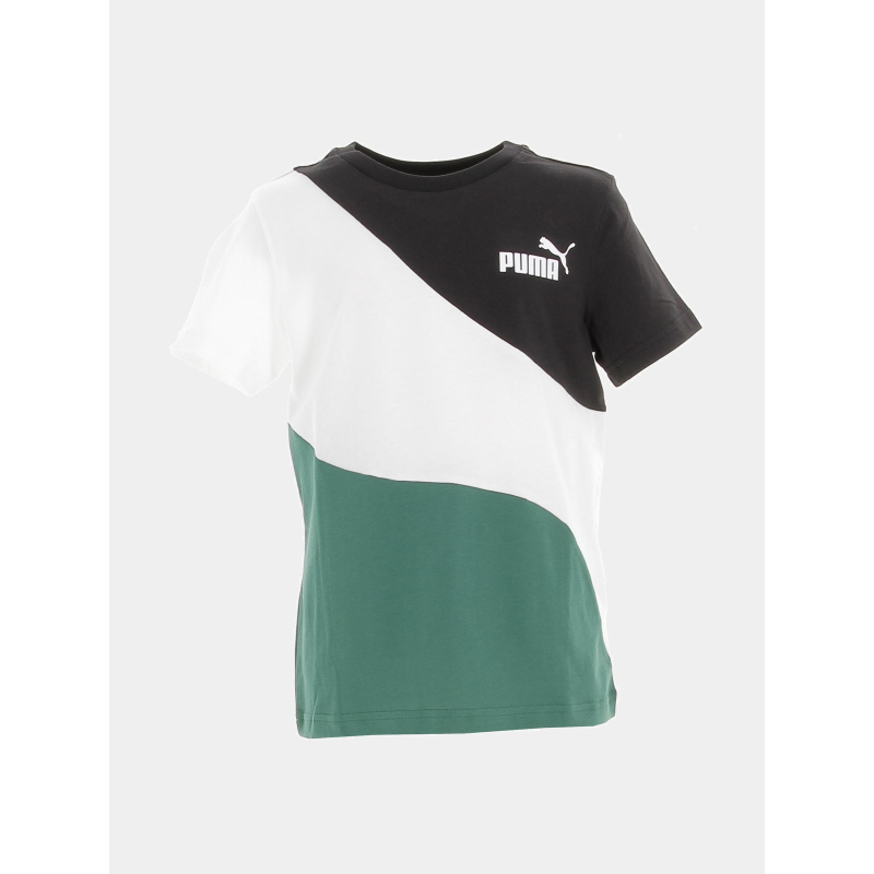 T-shirt colorblock cat noir blanc vert enfant - Puma