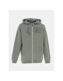 Sweat zippé à capuche basement vert kaki homme - Picture