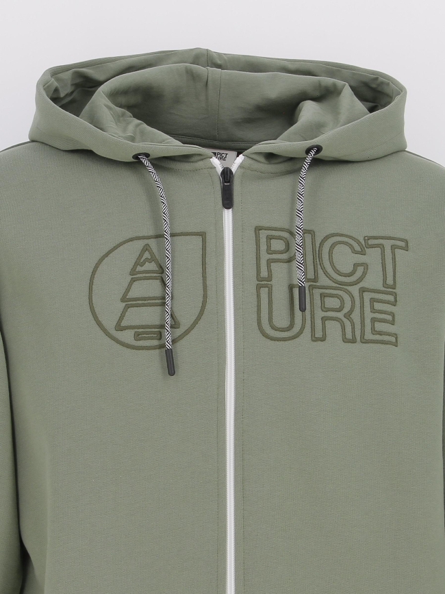 Sweat zippé à capuche basement vert kaki homme - Picture