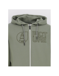 Sweat zippé à capuche basement vert kaki homme - Picture