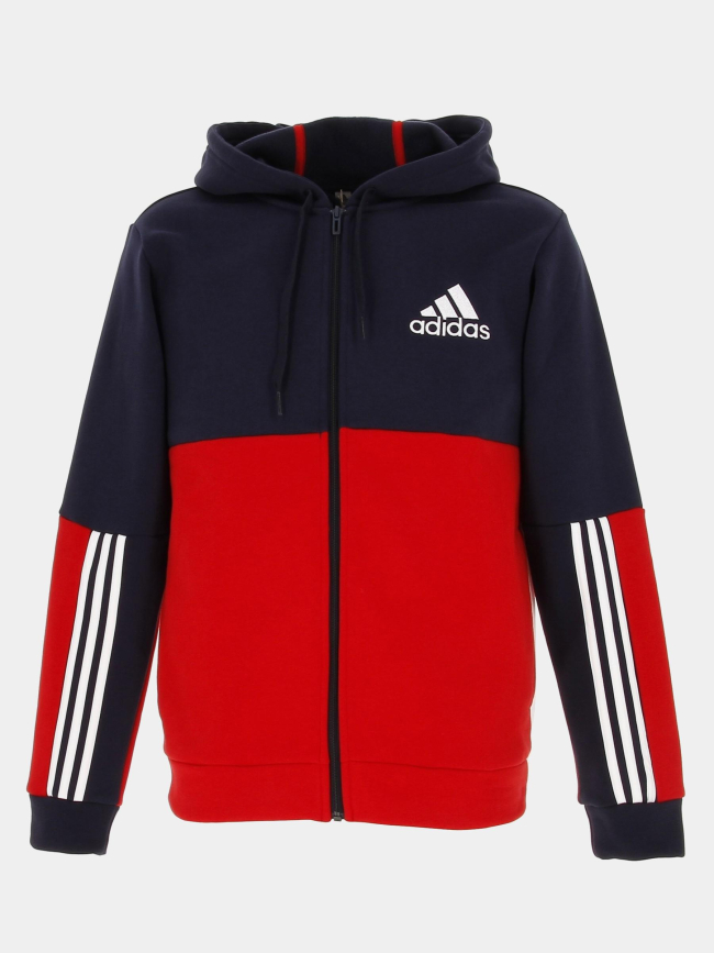 Sweat zippé à capuche cb bleu/rouge homme - Adidas