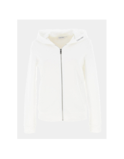 Sweat à capuche zip micro logo blanc femme - Calvin Klein