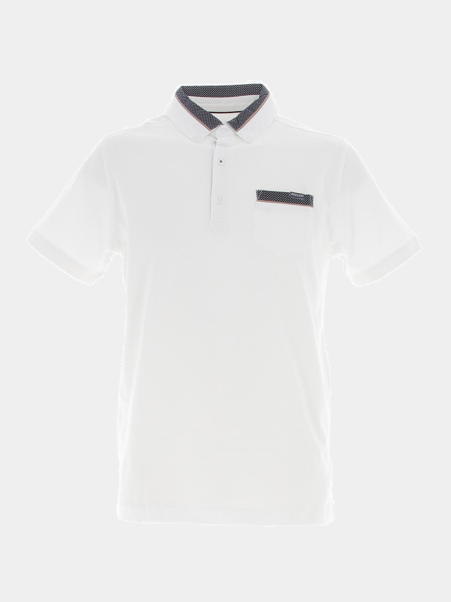 Polo fast col pois blanc homme - Deeluxe