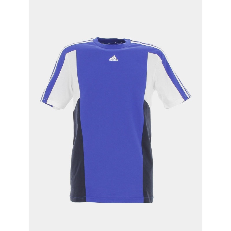 T-shirt colorblock 3 stripes bleu noir enfant - Adidas