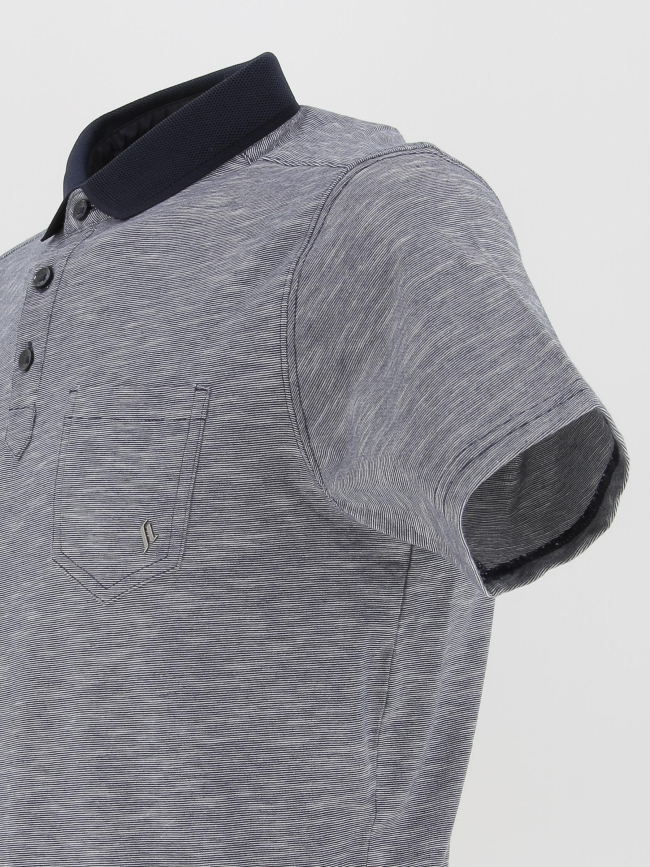 Polo barcock strié bleu marine homme - Sun Valley