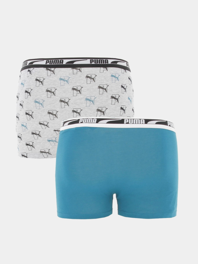 Pack 2 boxers stretch logo vert gris garçon - Puma