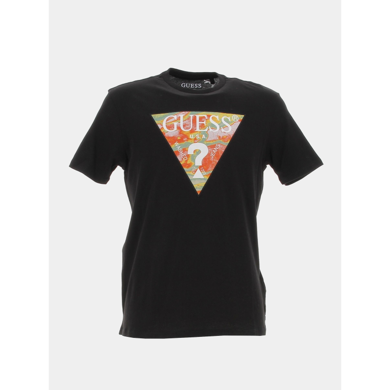 T-shirt abstract logo tricolore noir homme - Guess