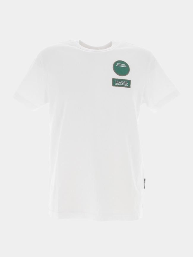 T-shirt badge vert blanc homme - G Star