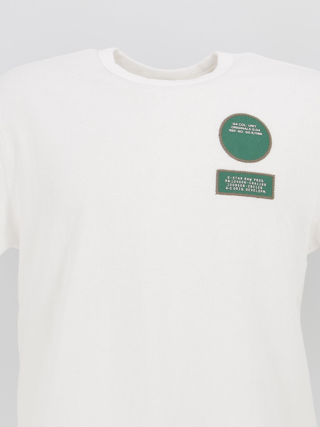 T-shirt badge vert blanc homme - G Star