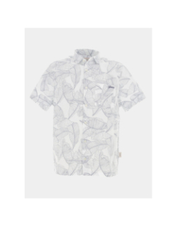 Chemise rayée à fleurs collins blanc bleu homme - Guess