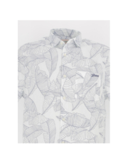 Chemise rayée à fleurs collins blanc bleu homme - Guess