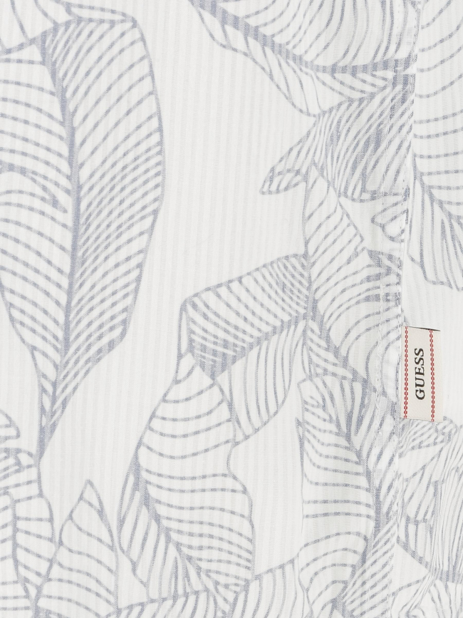 Chemise rayée à fleurs collins blanc bleu homme - Guess