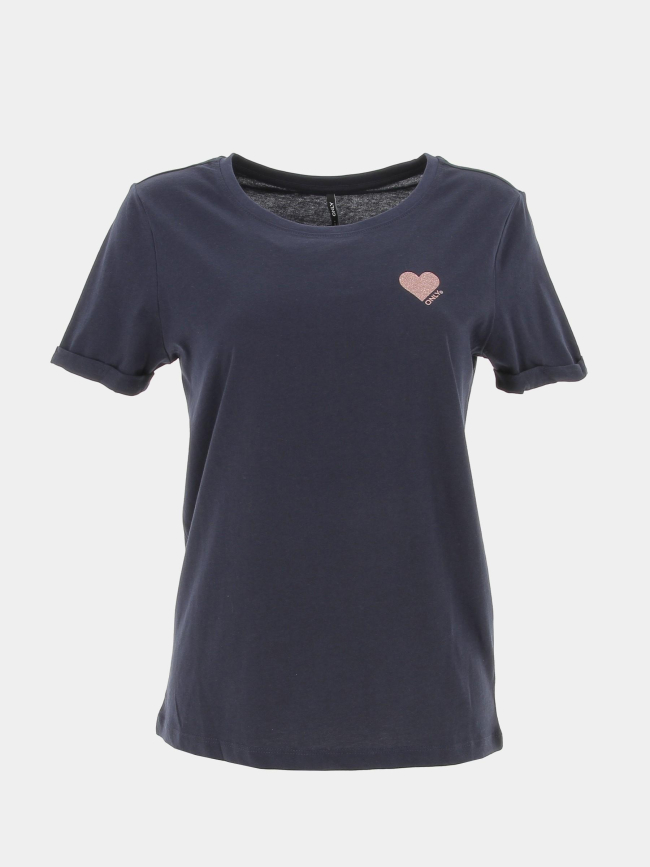 T-shirt kita life coeur bleu marine femme - Only